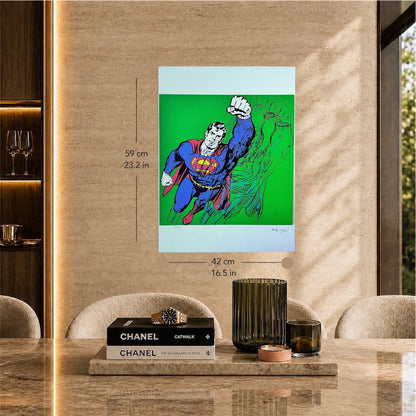 Andy Warhol Superman (Grön) Litografibågar 300gsm 42x59 cm
