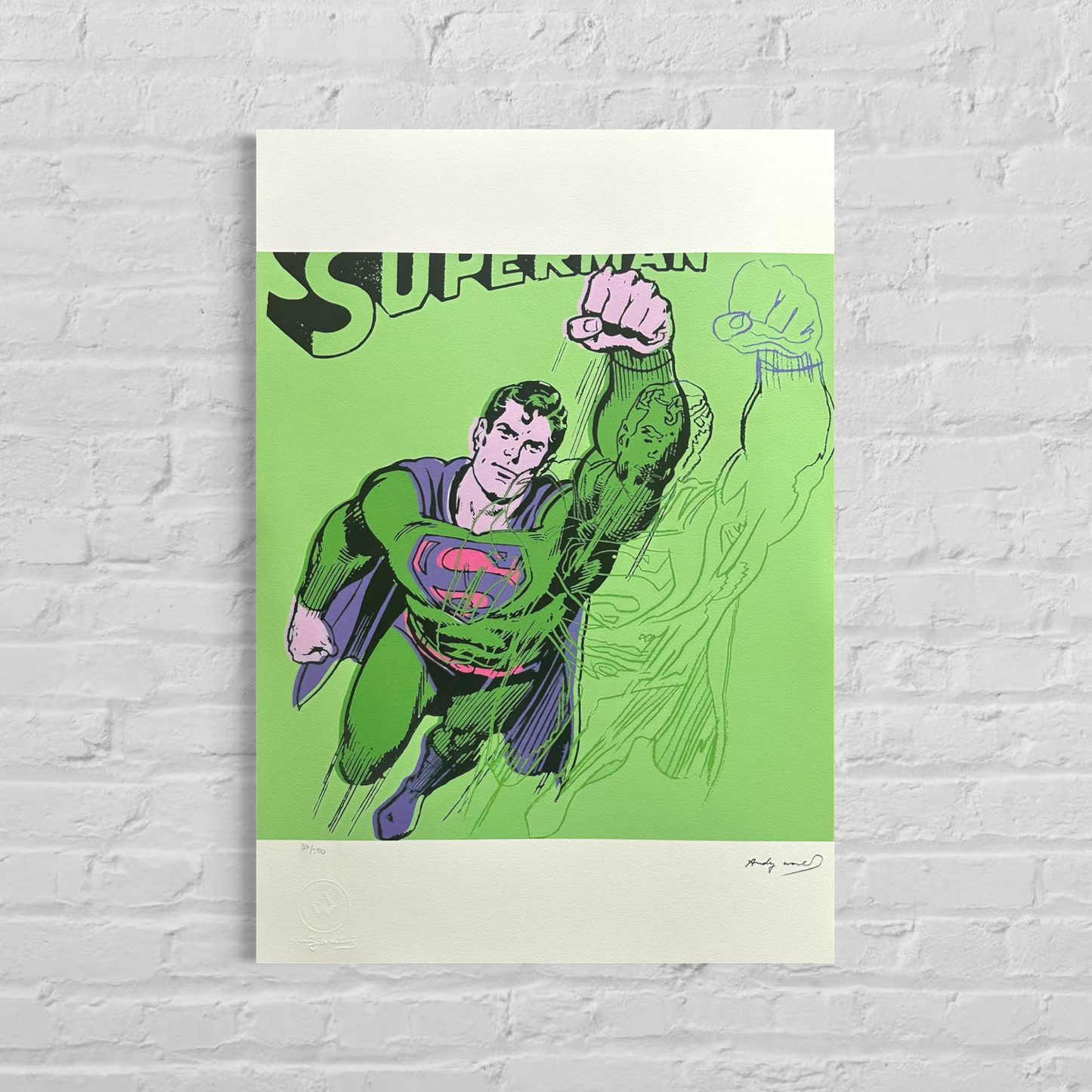 Andy Warhol Superman (lysegrøn) litografibuer 300gsm 42x59 cm