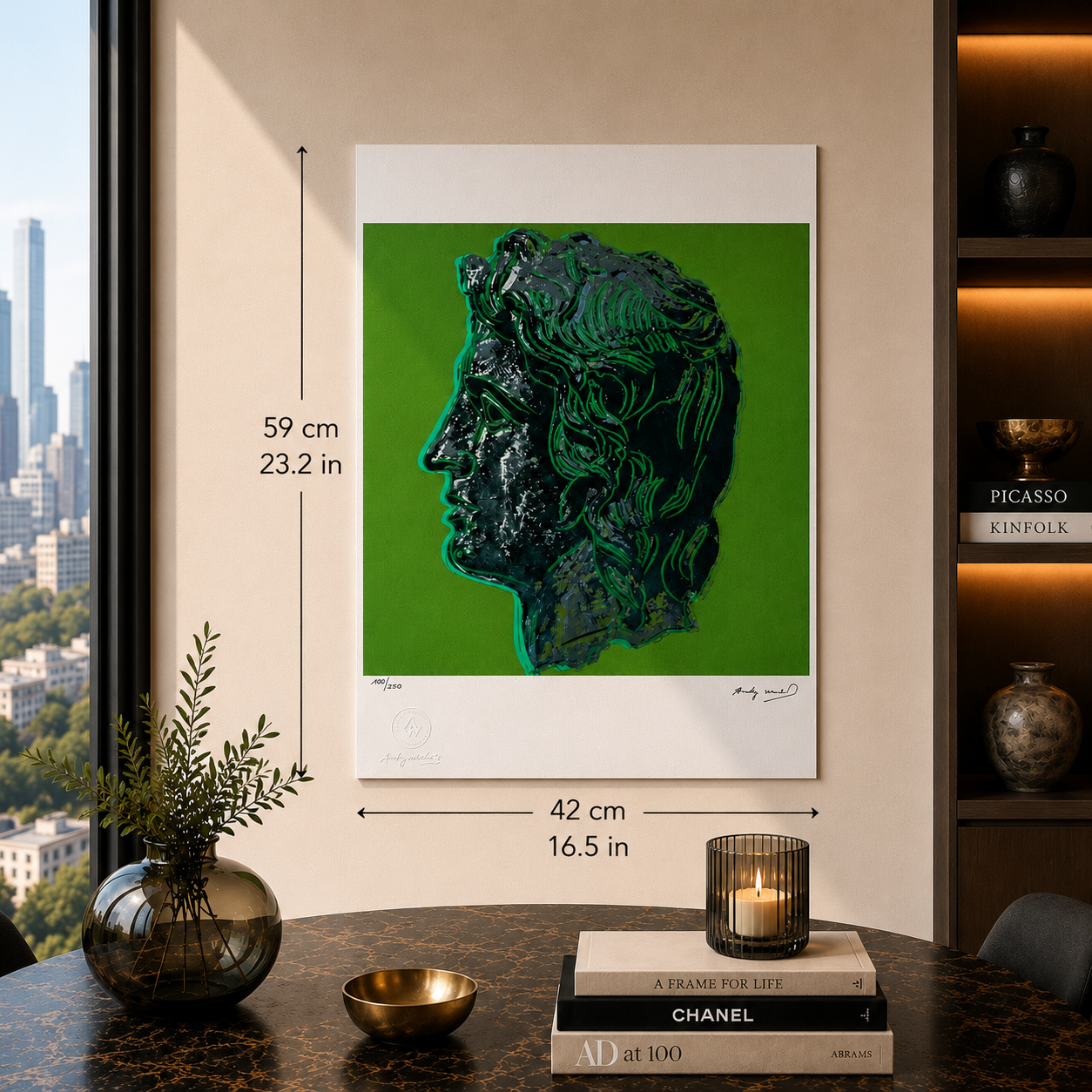 Andy Warhol Alexandre le Grand (Vert) Lithographie Arches 300gsm 42x59 cm
