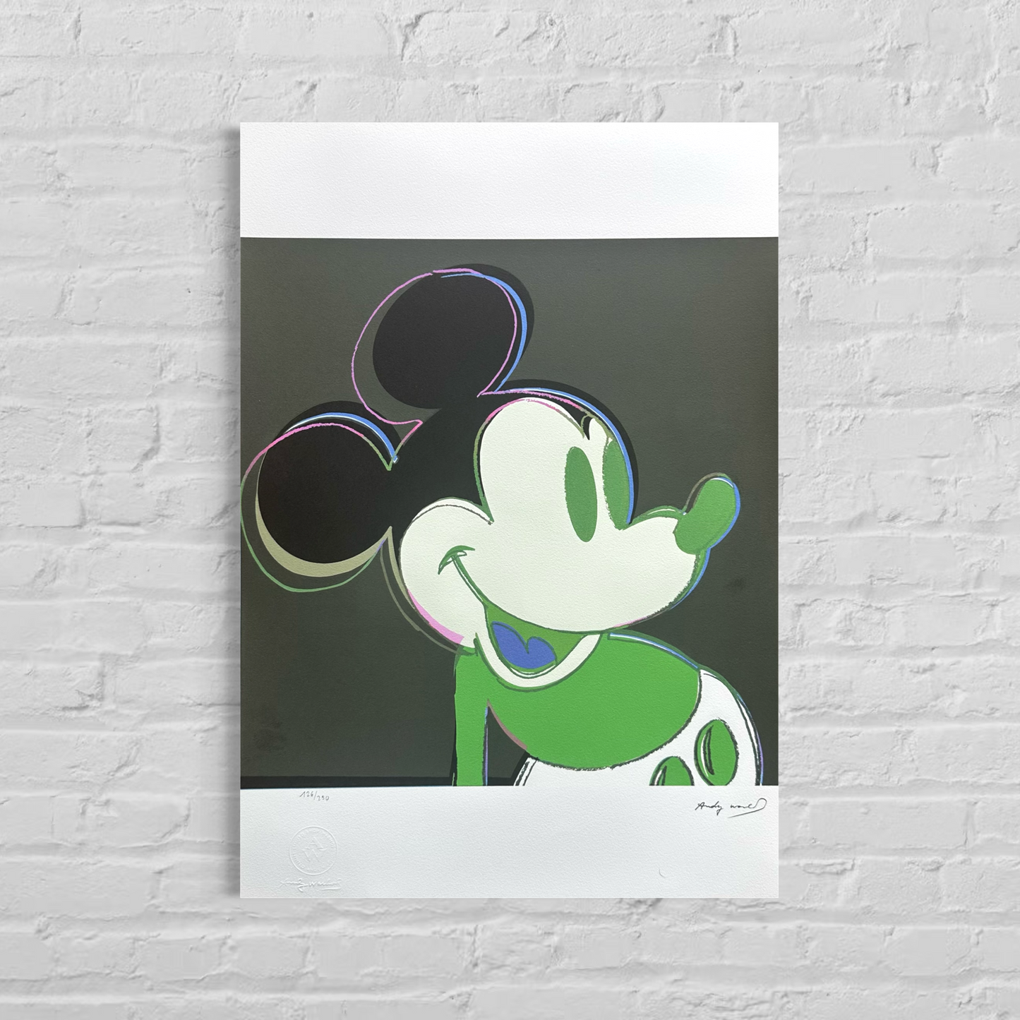 Andy Warhol Mickey Mouse (preto-verde) arcos litográficos 300gsm 42x59 cm