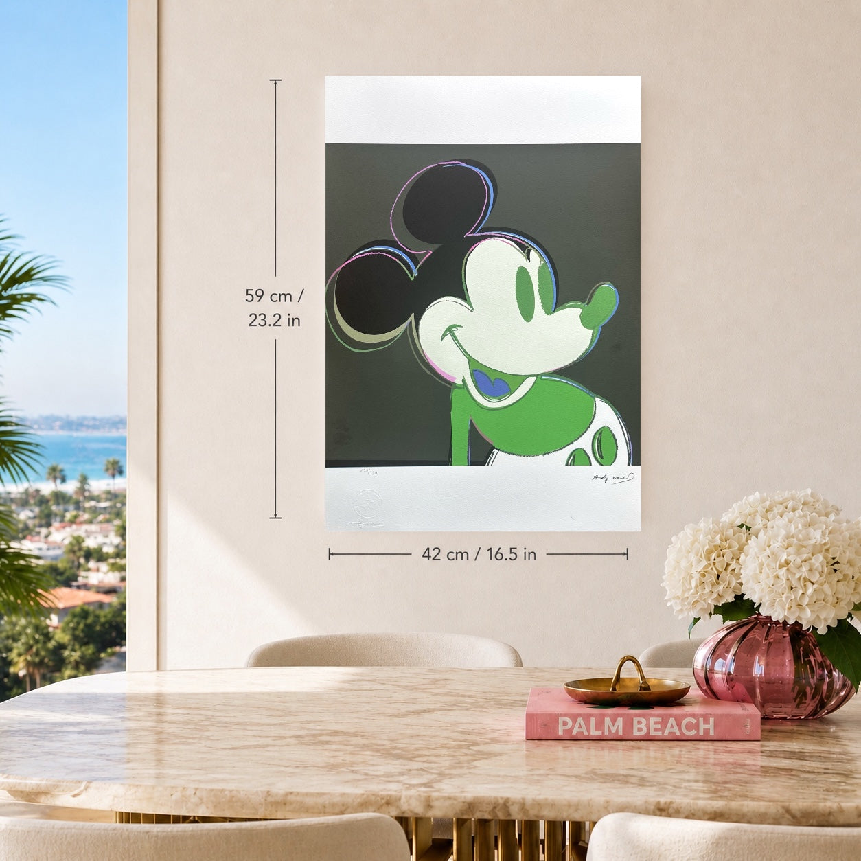 Andy Warhol Mickey Mouse (preto-verde) arcos litográficos 300gsm 42x59 cm
