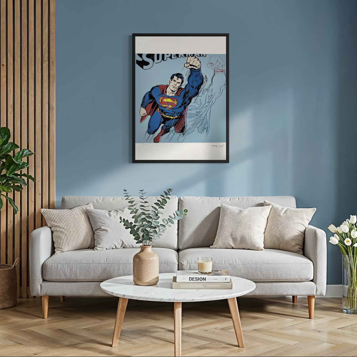 Andy Warhol Superman (Bleu) Lithographie Arches 300gsm 42x59 cm
