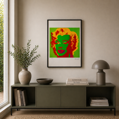 Andy Warhol Marilyn Monroe (Fluo Green & Red) Litografibågar 300gsm 42x59 cm