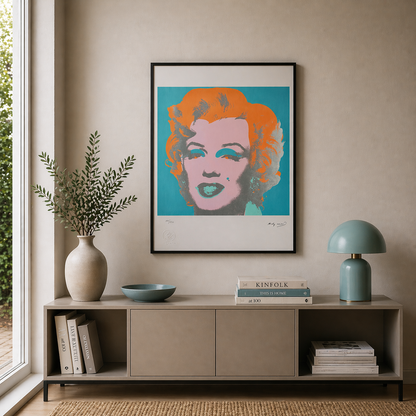 Andy Warhol Marilyn Monroe (Turkuaz & Turuncu) Taşbaskı Kemerler 300gsm 42x59 cm