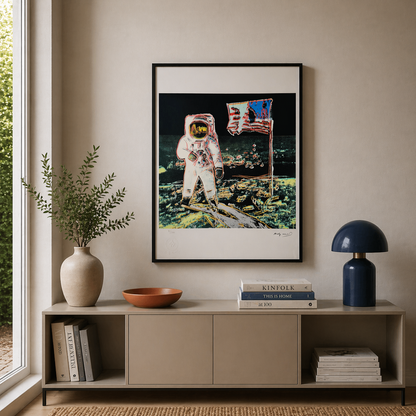Andy Warhol Moonwalk (Siyah & Yeşil-Sarı) Taş Baskı Kemerler 300gsm 42x59 cm