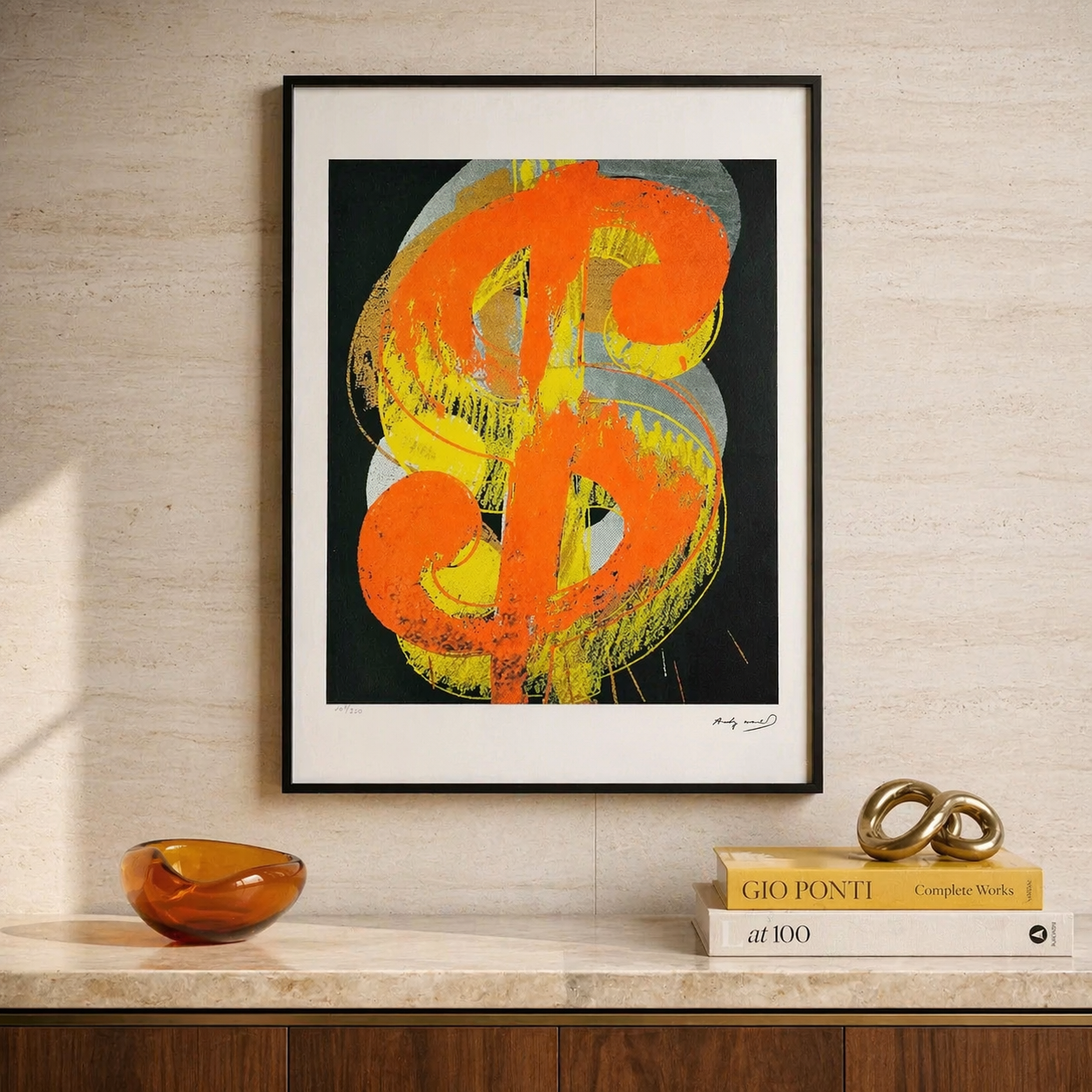 Litografía Andy Warhol Dollar (Negro) Arcos 300gsm 42x59 cm
