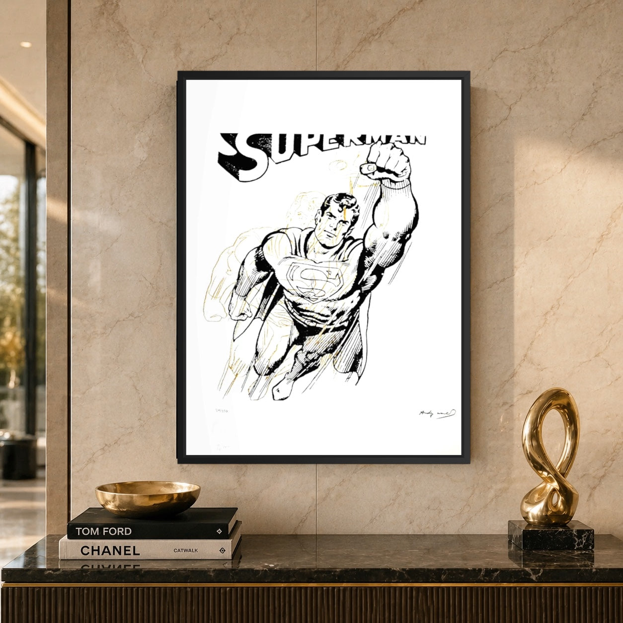 Andy Warhol Superman (Vit) Litografibågar 300gsm 42x59 cm