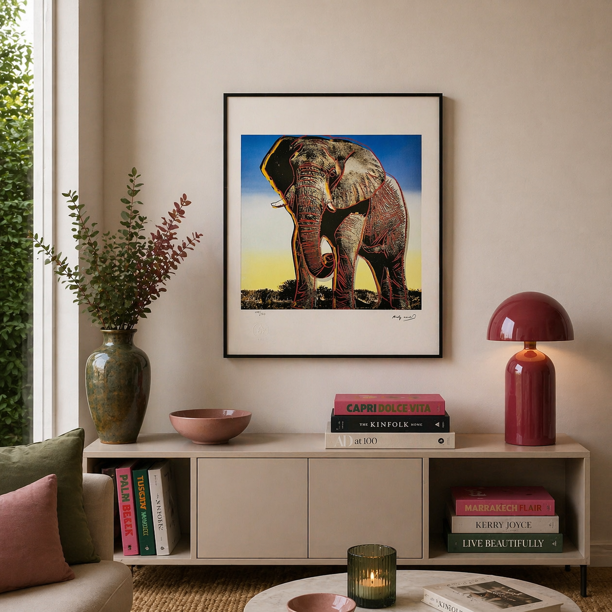 Andy Warhol Elephant (Djur) Litografibågar 300gsm 42x59 cm