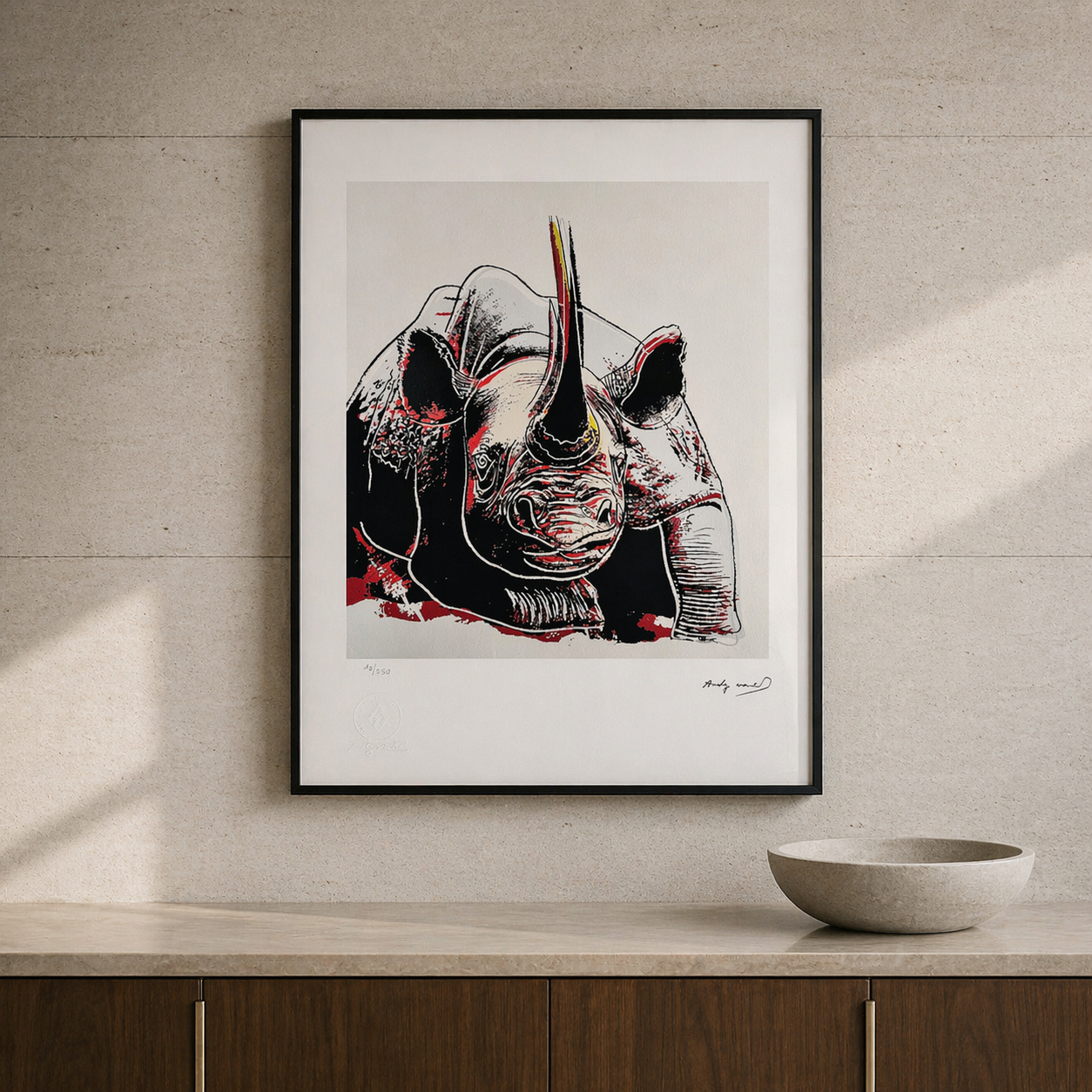 Andy Warhol Rhino (Animals) Lithograph Arches 300gsm 42x59 cm
