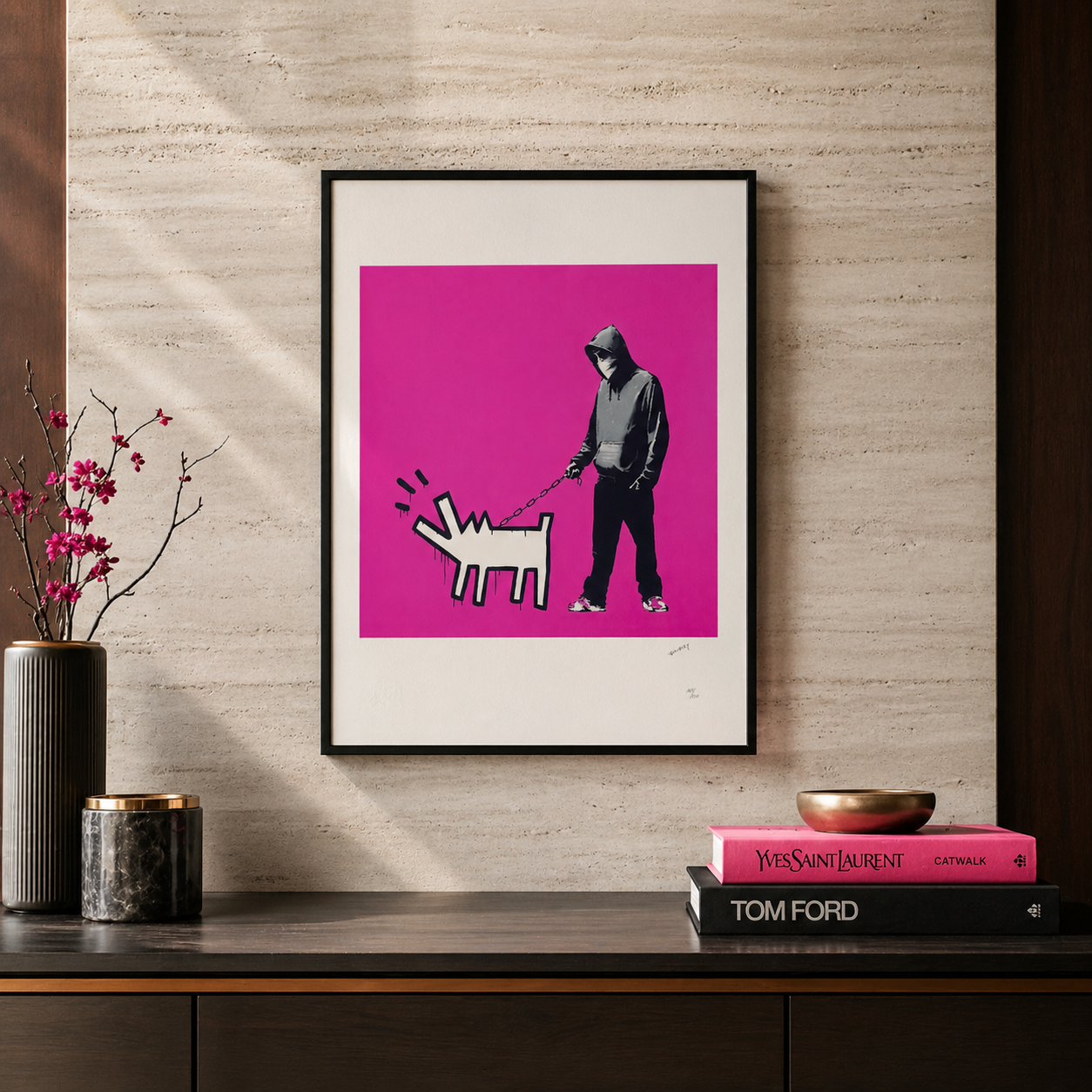 Banksy Barking Dog (Lyslilla) Litografibuer 300gsm 42x59 cm