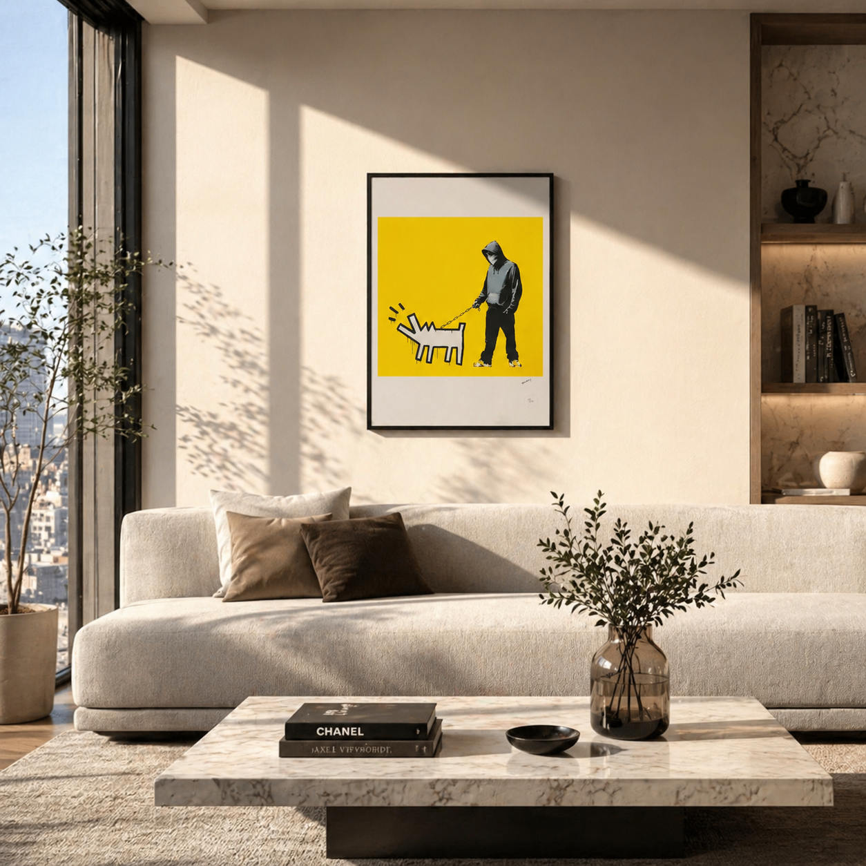 Banksy Barking Dog (Gul) Litografibuer 300gsm 42x59 cm
