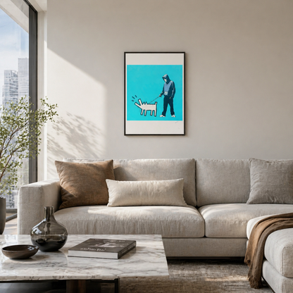 Banksy Barking Dog (Turquoise) Lithograph Arches 300gsm 42x59 cm