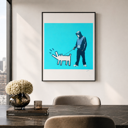Banksy Barking Dog (Turquoise) Lithograph Arches 300gsm 42x59 cm