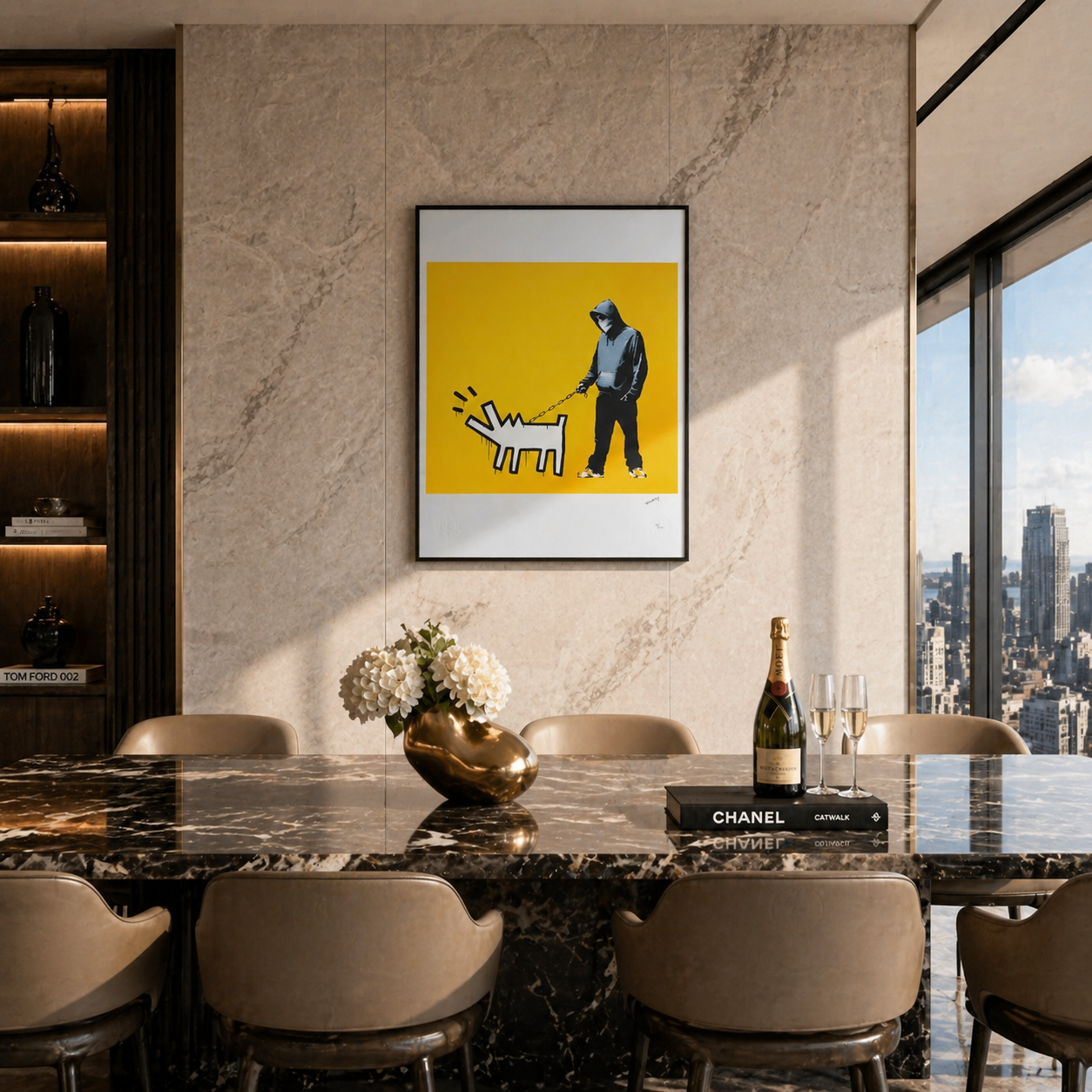 Banksy Barking Dog (Ocher Yellow) Litografibuer 300gsm 42x59 cm