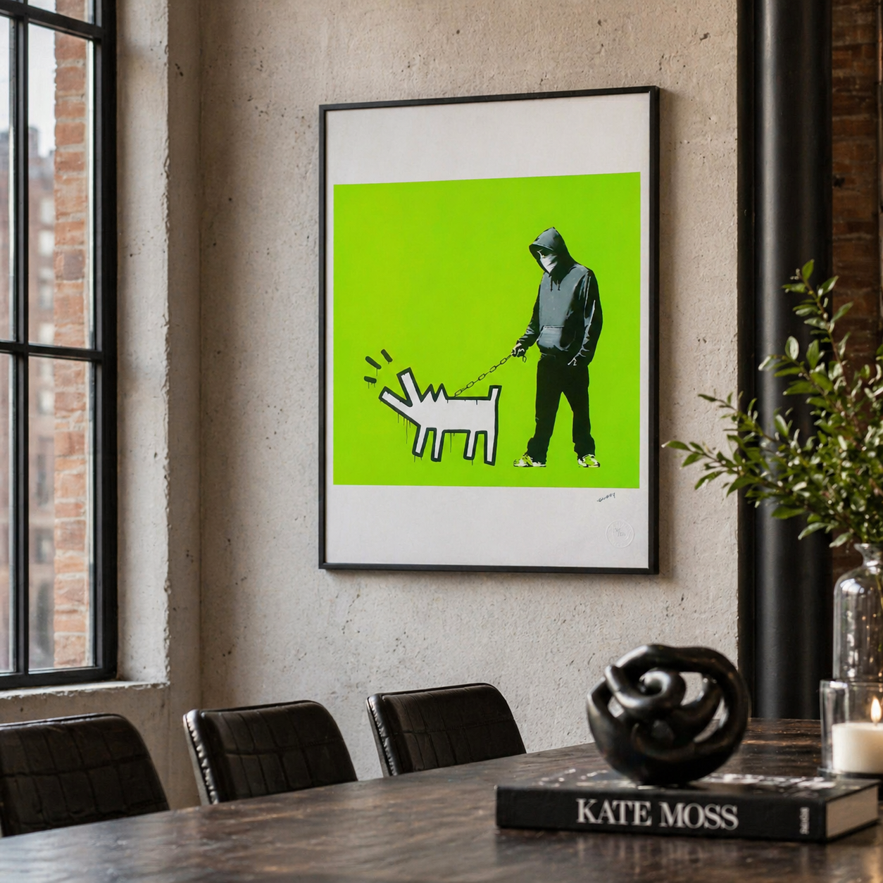 Banksy Ladrando Perro (Verde Claro) Litografía Arcos 300gsm 42x59 cm