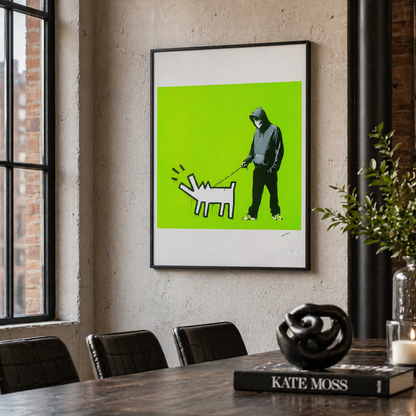 Banksy Ladrando Perro (Verde Claro) Litografía Arcos 300gsm 42x59 cm