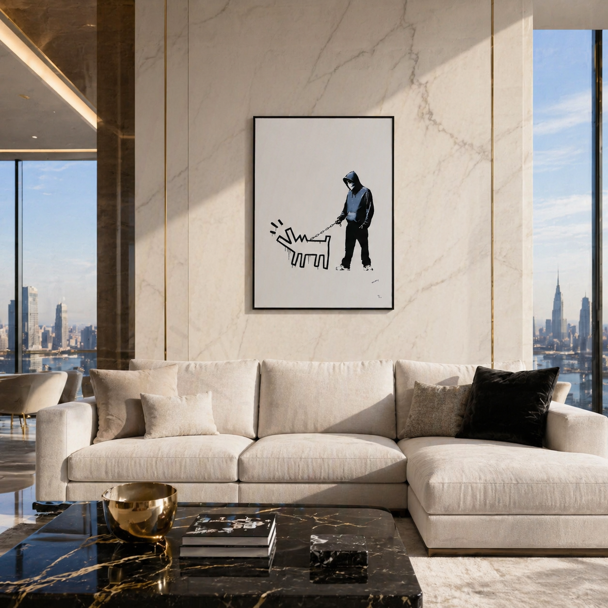 Banksy Ladrando Perro (Blanco) Litografía Arcos 300gsm 42x59 cm