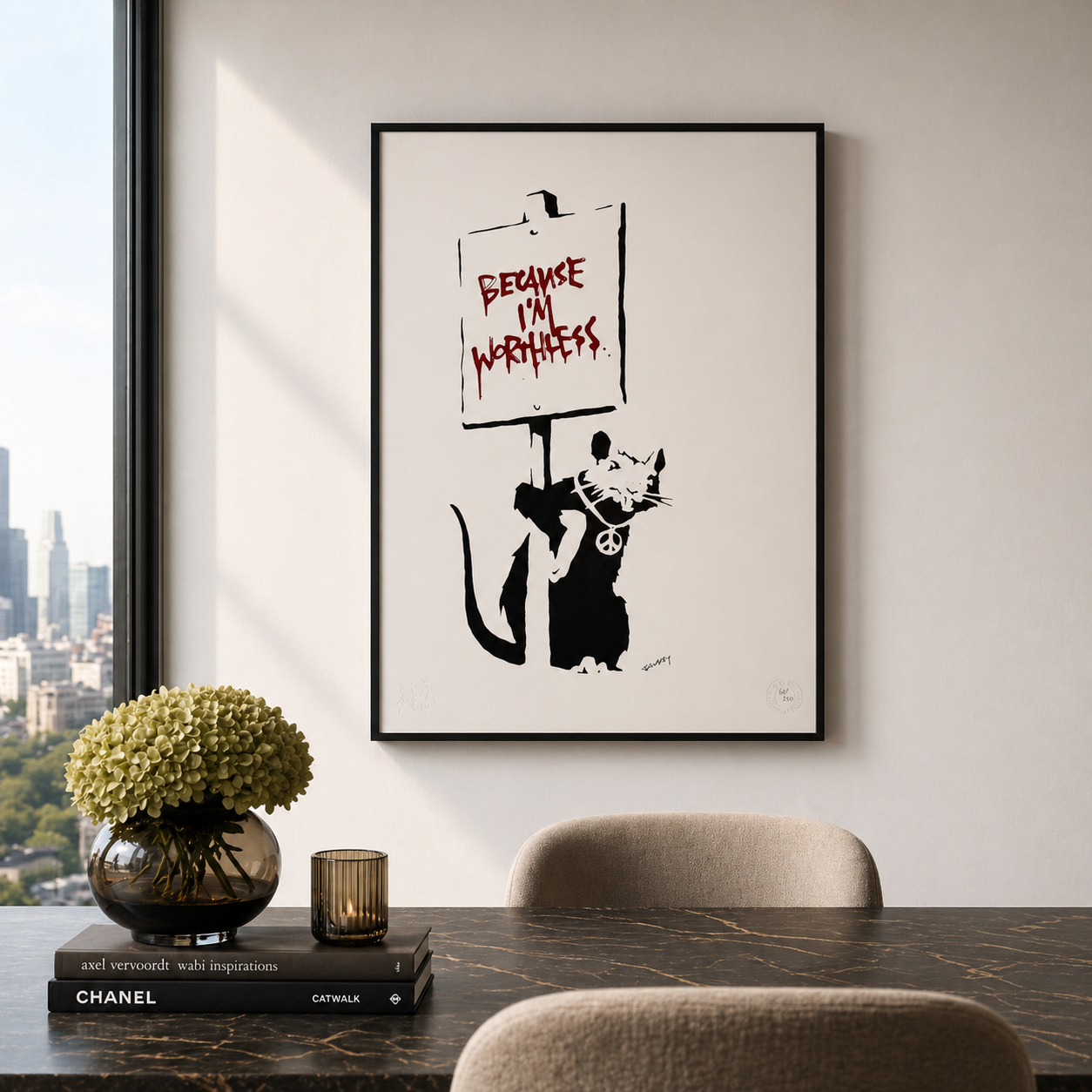 Banksy Parce que je ne vaux rien Lithographie Arches 300 g/m² 42 x 59 cm