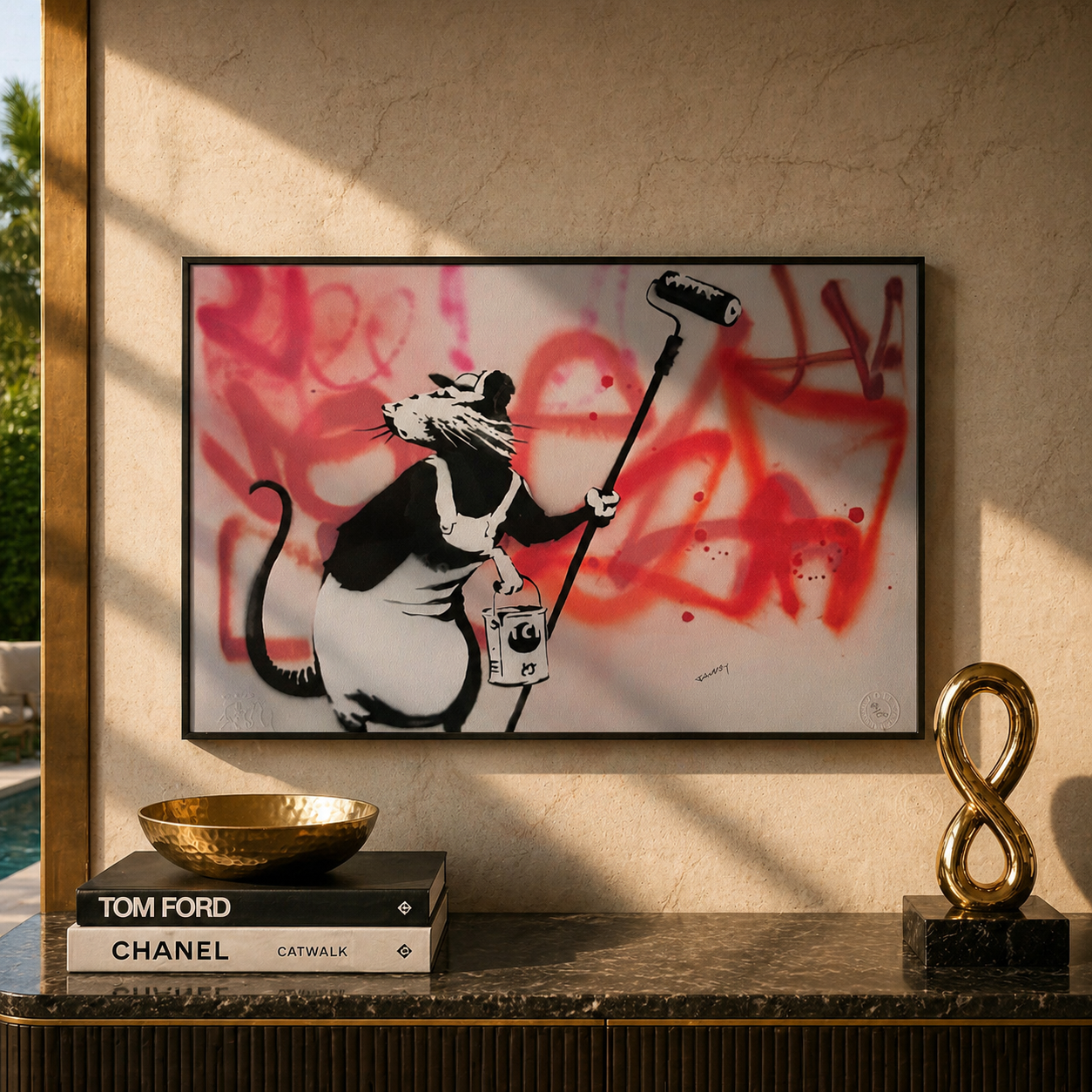 Banksy råtta med rulllitografibågar 300gsm 42x59 cm