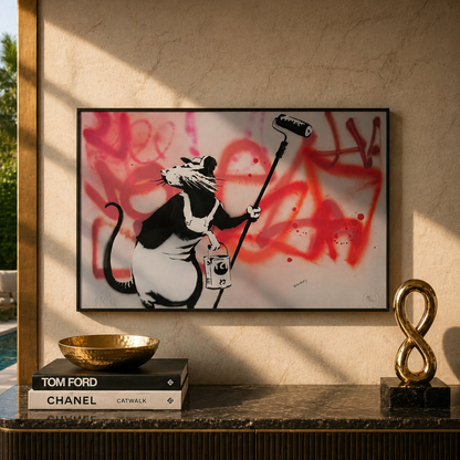 Banksy råtta med rulllitografibågar 300gsm 42x59 cm