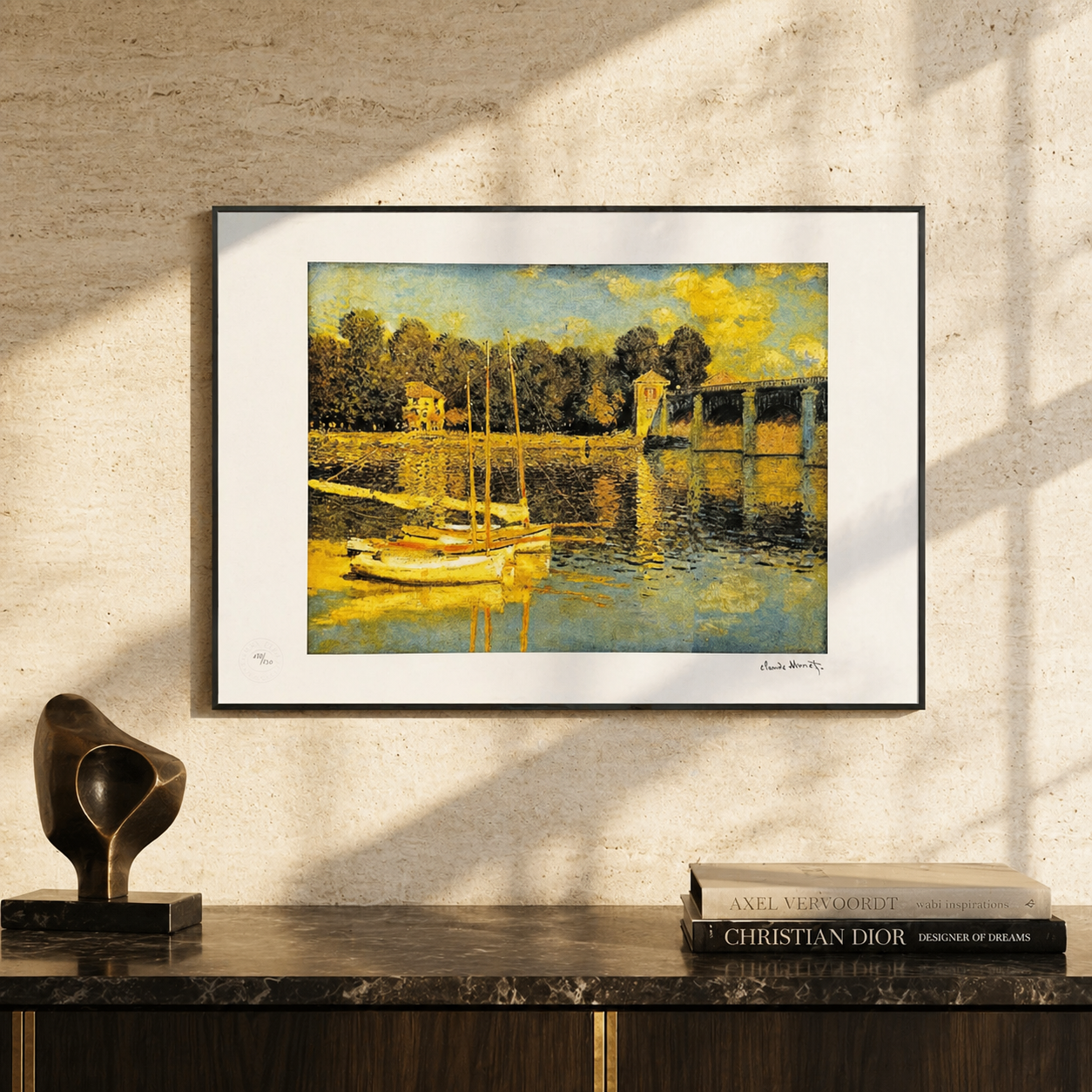 Claude Monet Bridge of Argenteuil snelandskab Litografi Buer 300gsm 42x59 cm
