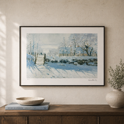 Claude Monet Le Pie snölandskap Litografibågar 300gsm 42x59 cm