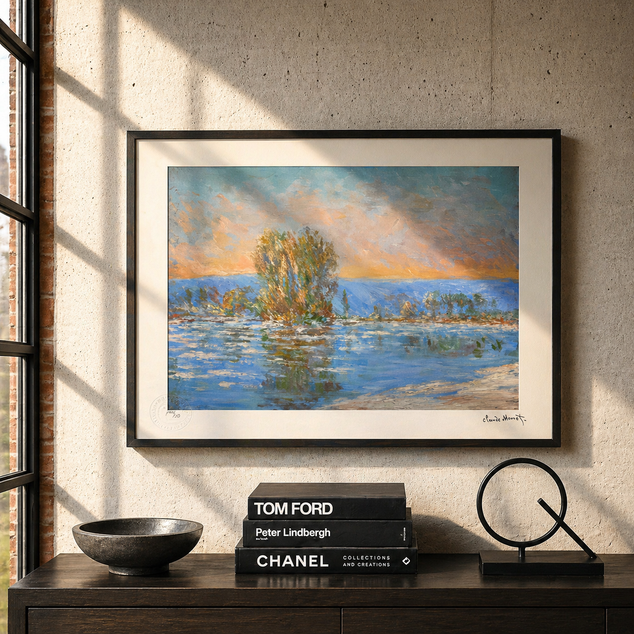 Claude Monet istapper, område af Bennecourt Lithograph Arches 300gsm 42x59 cm