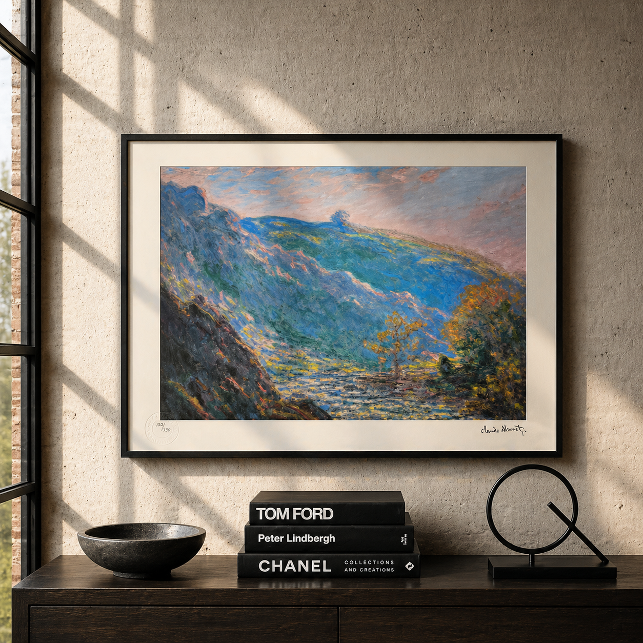 Claude Monet Solen på den lilla Creuse litografibågar 300gsm 42x59 cm