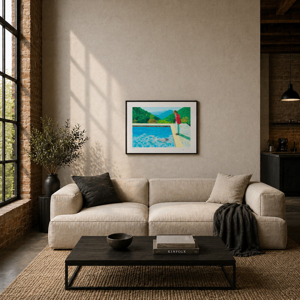 David Hockney Simbassäng med människor Litografi Bågar 300gsm 42x59 cm