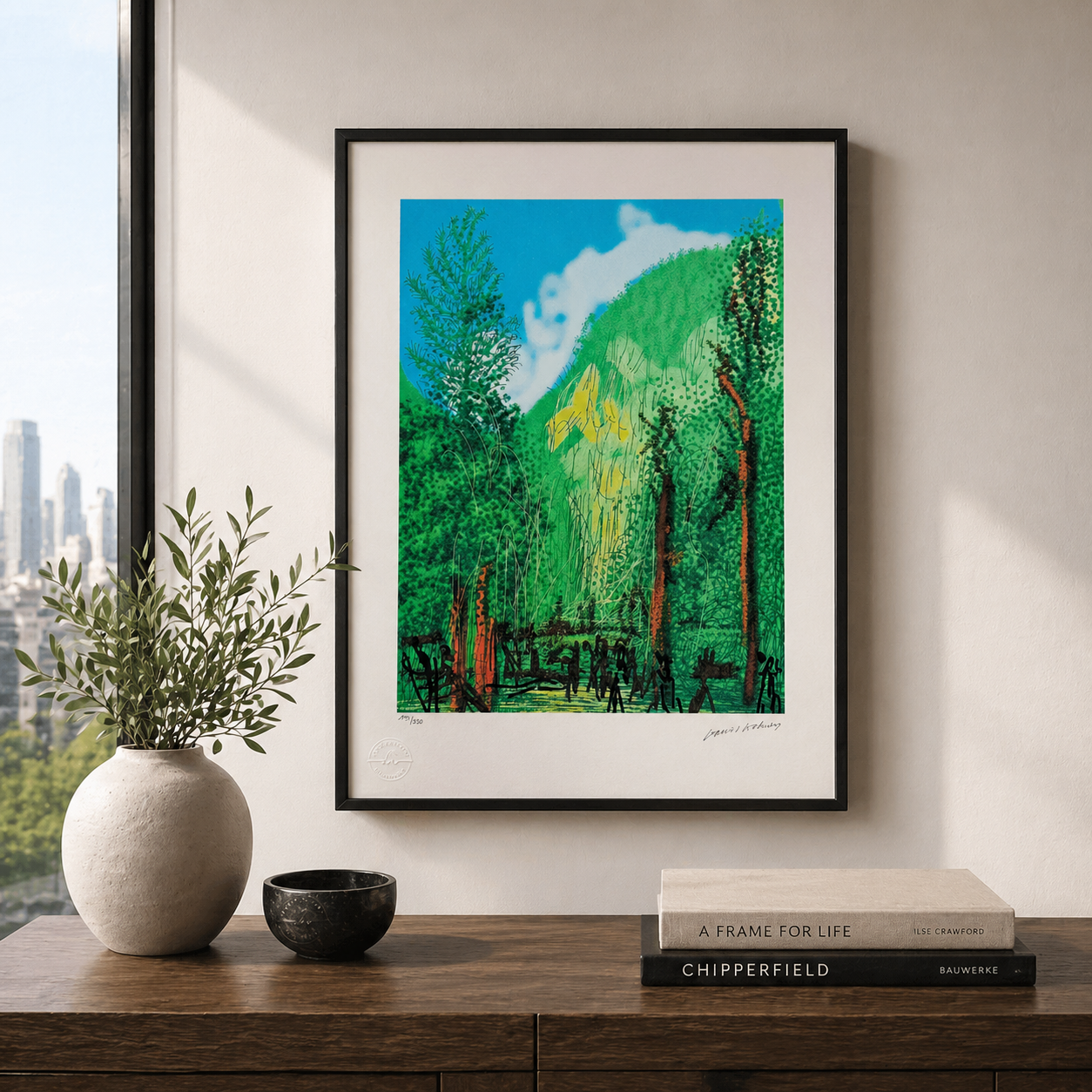 David Hockney Forest med 4 träd Litografibågar 300gsm 42x59 cm