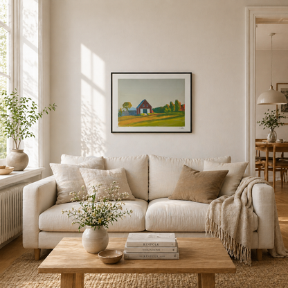 Edward Hopper Red Barn in Autumn Landscape Lithograph Buer 300gsm 42x59 cm