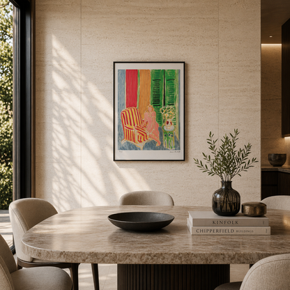 Henri Matisse pige i lyserød kjole Litografi på buer 300gsm 42x59 cm