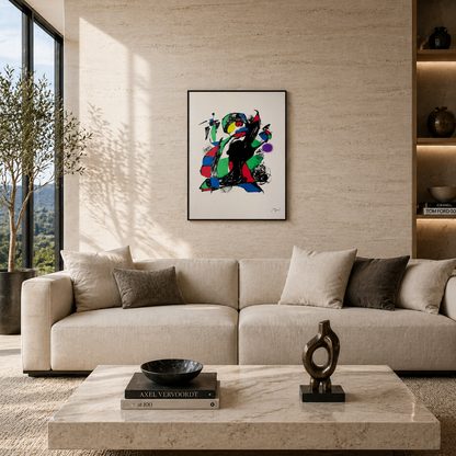 Joan Miró kontrasterande komposition Litograph Arches 300gsm 42x59 cm
