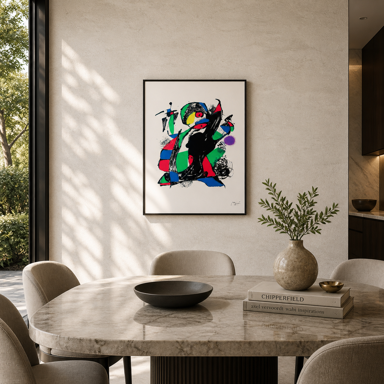Joan Miró kontrasterande komposition Litograph Arches 300gsm 42x59 cm