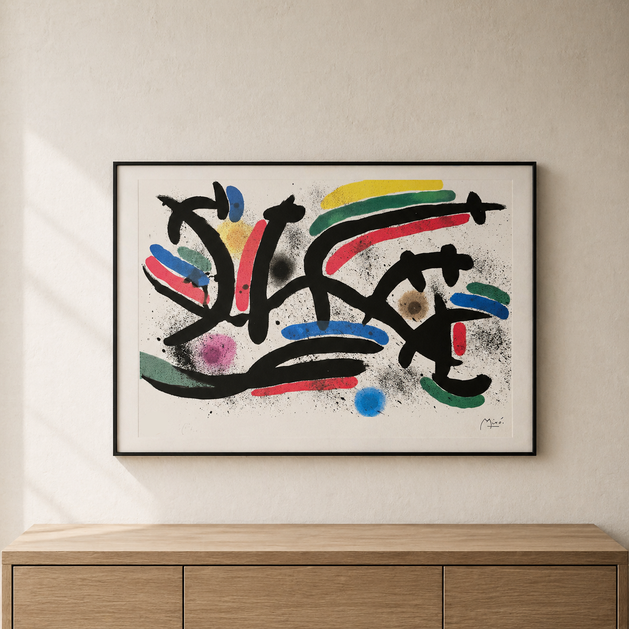 Joan Miró vandret linjesammensætning Litografi Buer 300gsm 42x59 cm