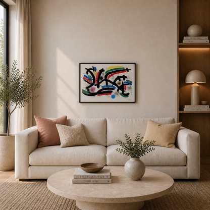 Joan Miró vandret linjesammensætning Litografi Buer 300gsm 42x59 cm