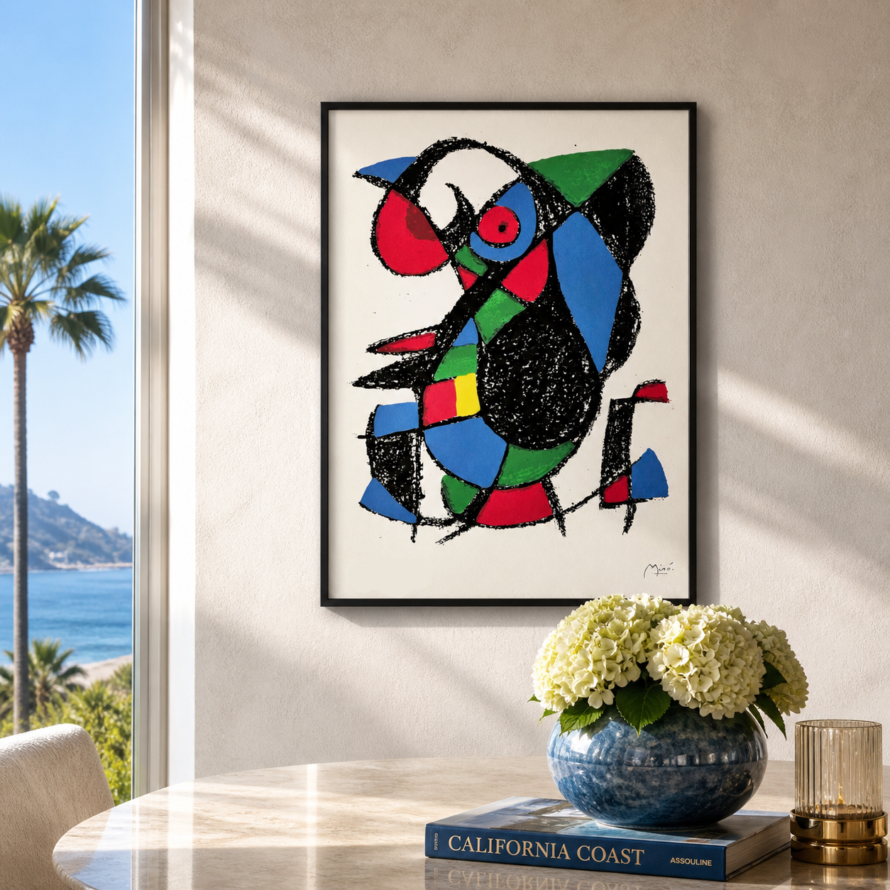 Figure abstraite de Joan Miró avec zones de couleur Lithographie Arches 300gsm 42x59 cm