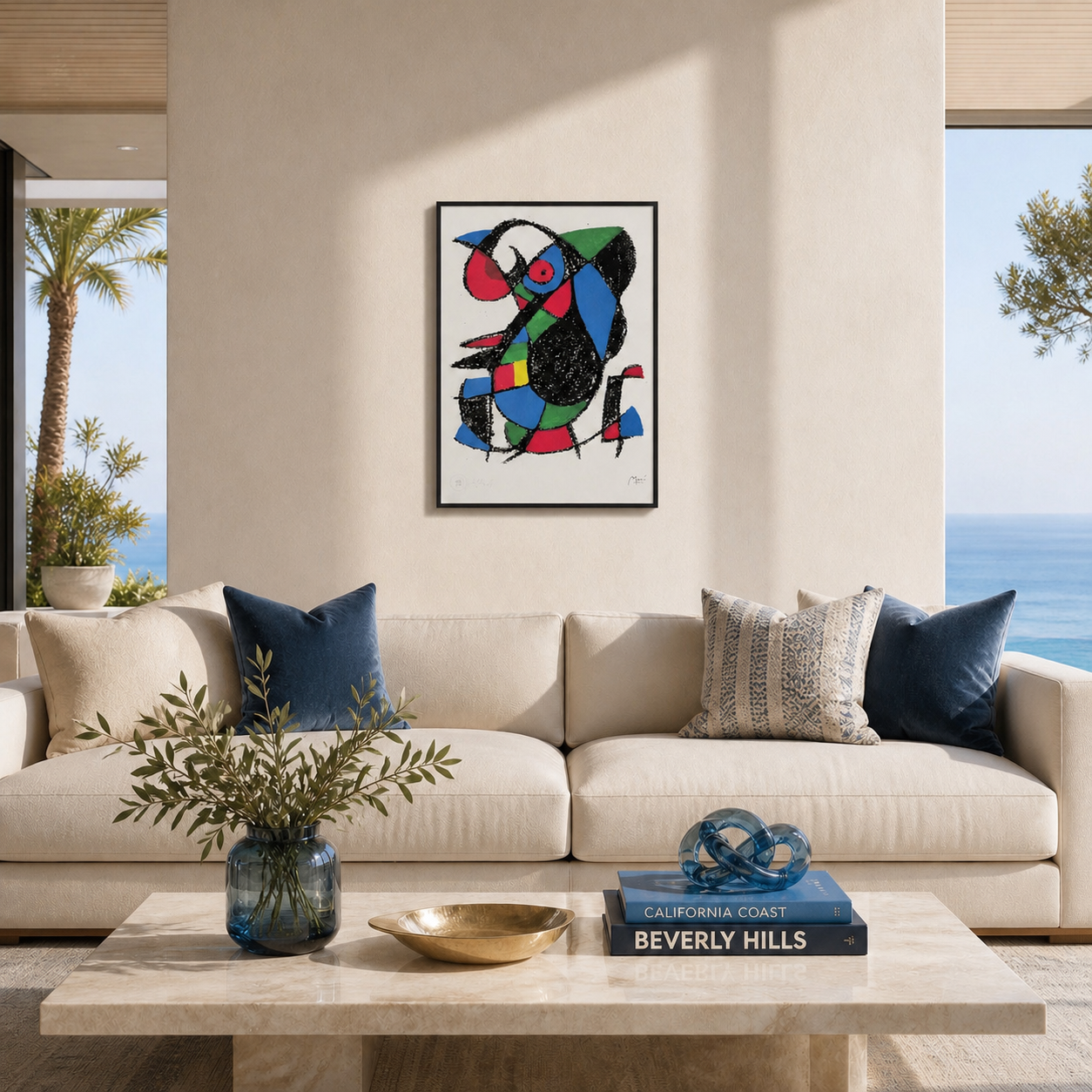 Figure abstraite de Joan Miró avec zones de couleur Lithographie Arches 300gsm 42x59 cm