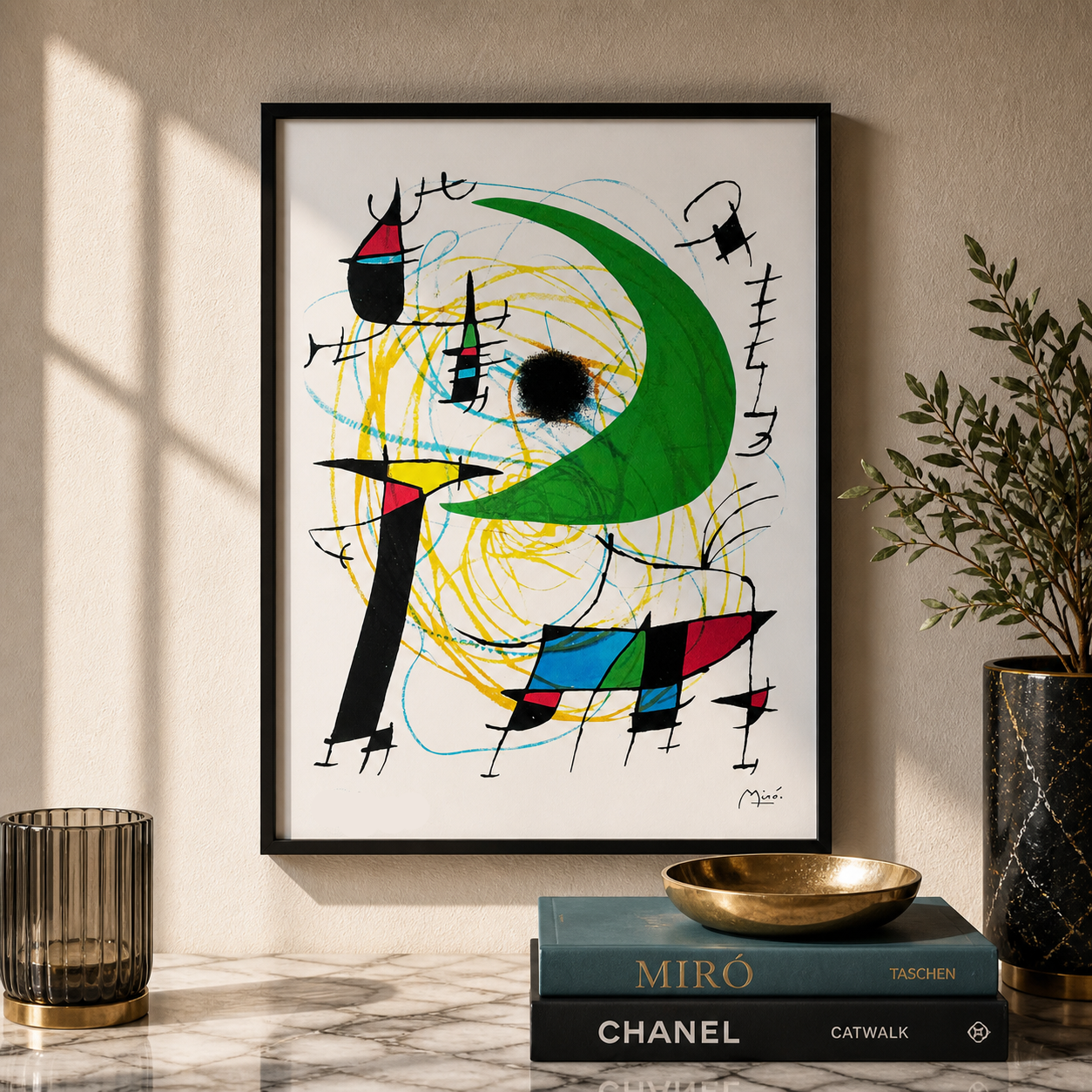 Joan Miró circle composition with lines Lithograph Arches 300gsm 42x59 cm