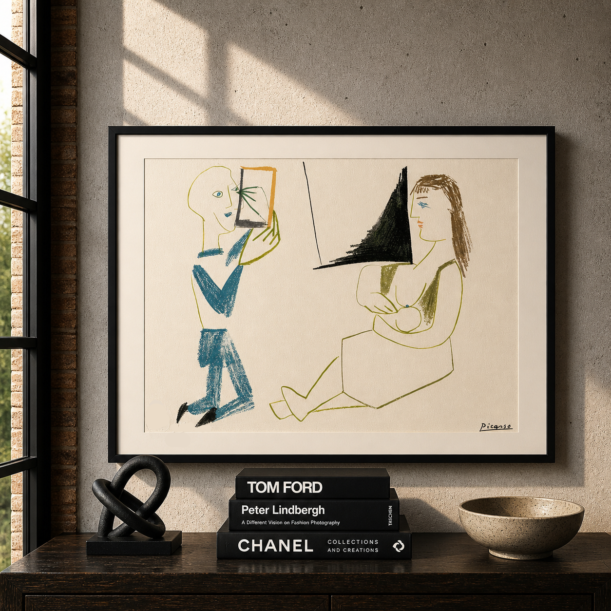 Pablo Picasso Palhaço e mulher nua 1954 Litografia Arcos 300gsm 42x59 cm