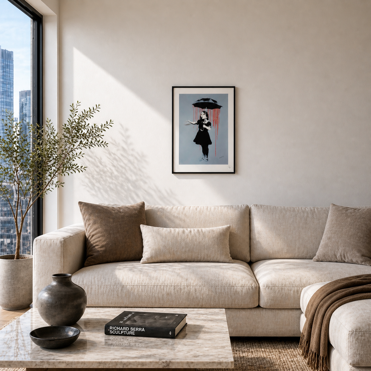 Banksy Girl with Paraply (Lola) Litografibågar 300gsm 42x59 cm