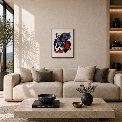 Joan Miró organisk figurkomposition Litografi Buer 300gsm 42x59 cm