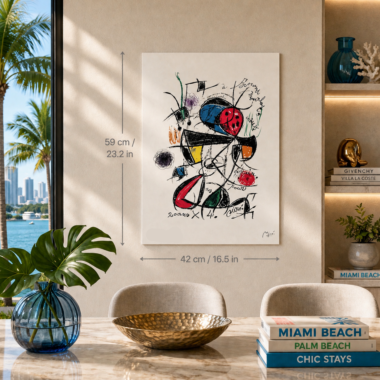 Joan Miró line composition with color Lithography Arches 300gsm 42x59 cm