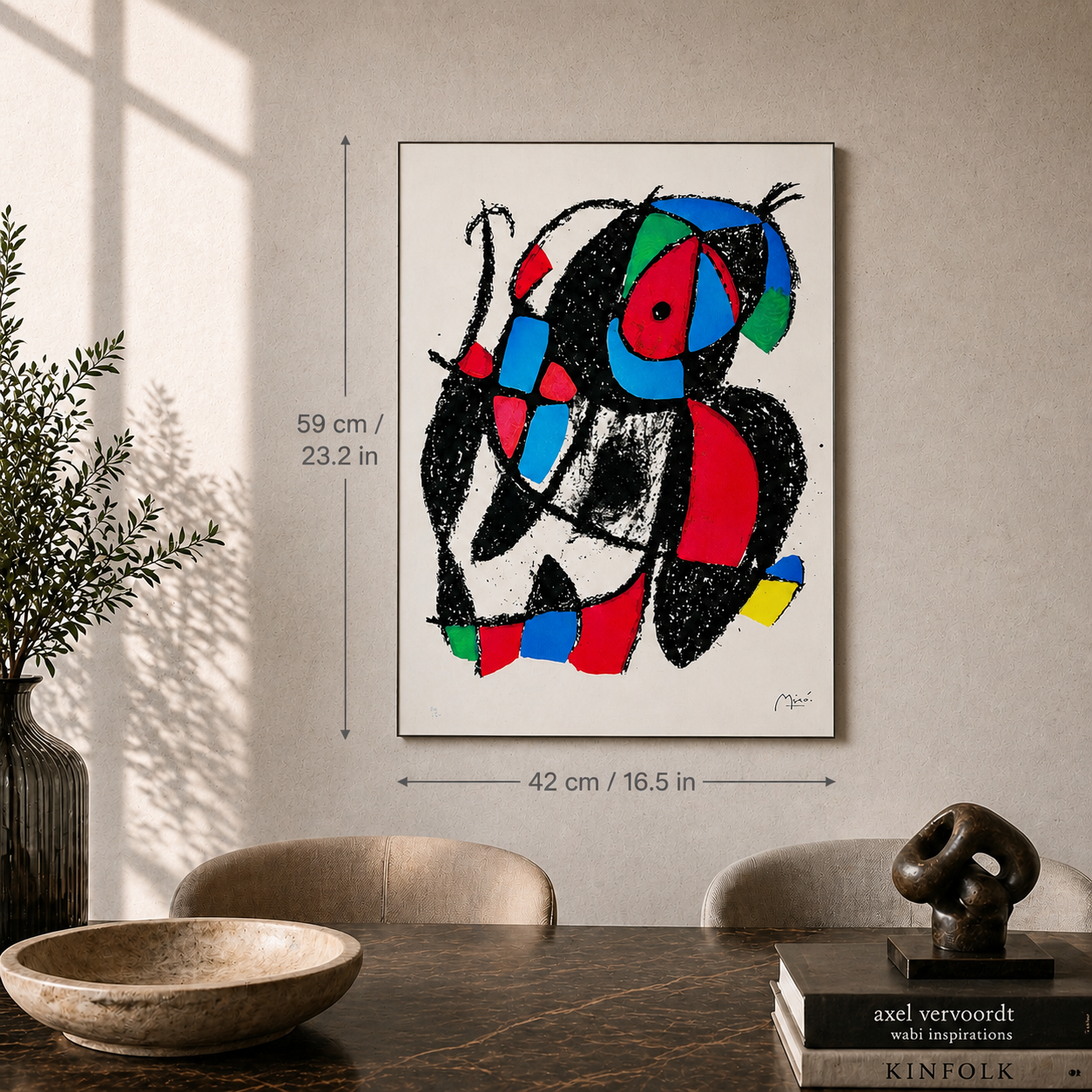 Joan Miró organisk figurkomposition Litografi Buer 300gsm 42x59 cm
