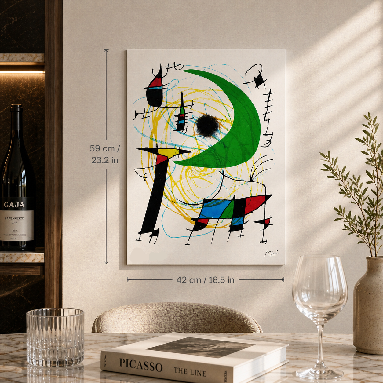 Joan Miró circle composition with lines Lithograph Arches 300gsm 42x59 cm