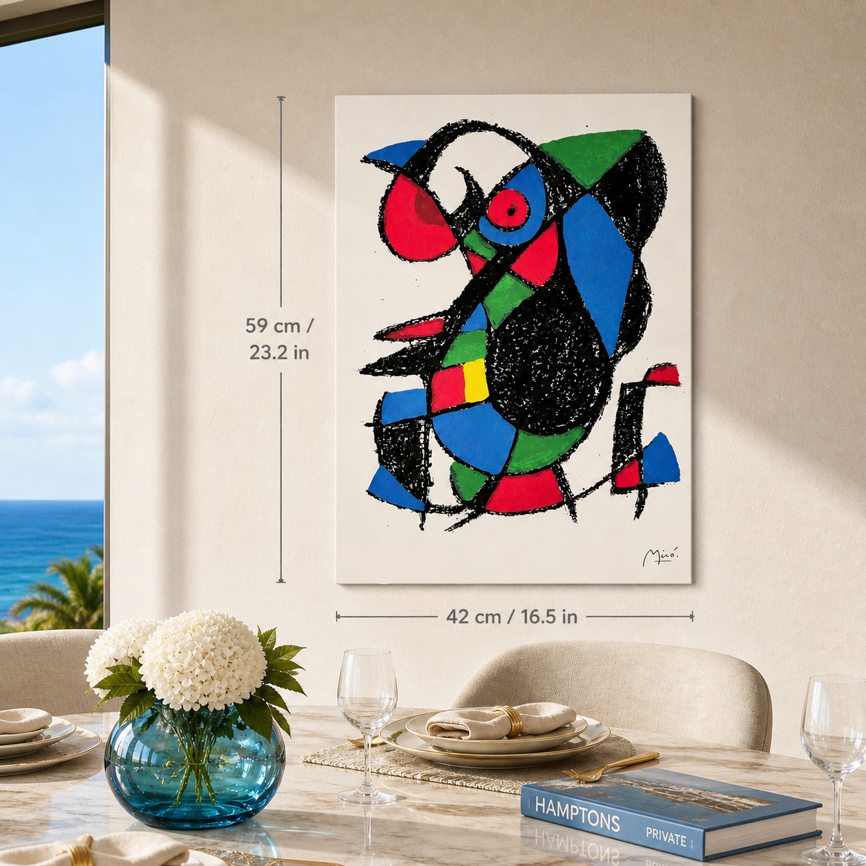 Figure abstraite de Joan Miró avec zones de couleur Lithographie Arches 300gsm 42x59 cm