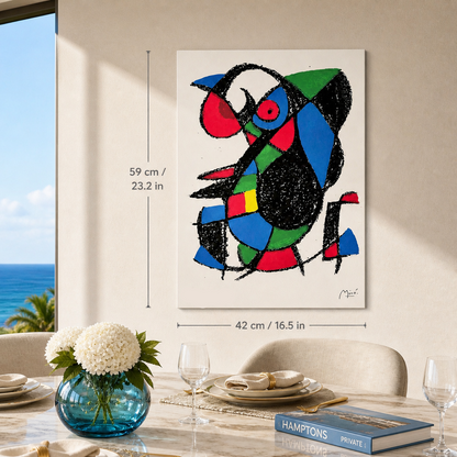 Figure abstraite de Joan Miró avec zones de couleur Lithographie Arches 300gsm 42x59 cm
