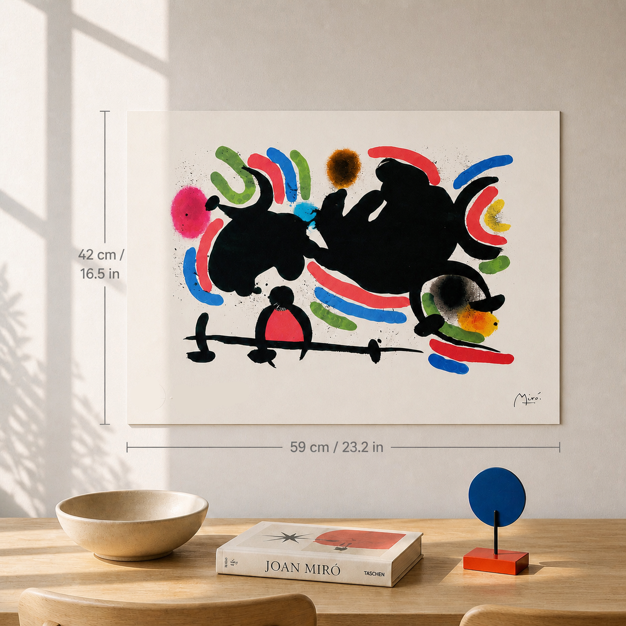 Joan Miró dynamisk horisontal komposition Litografi Buer 300gsm 42x59 cm