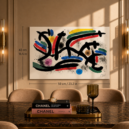 Joan Miró vandret linjesammensætning Litografi Buer 300gsm 42x59 cm