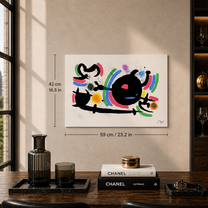 Joan Miró central svart cirkel Litografibågar 300gsm 42x59 cm